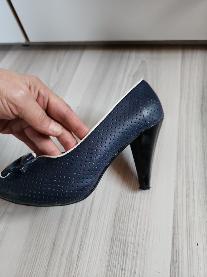 lacivert Fiyonklu Kadın Topuklu Ayakkabı - Görsel 3