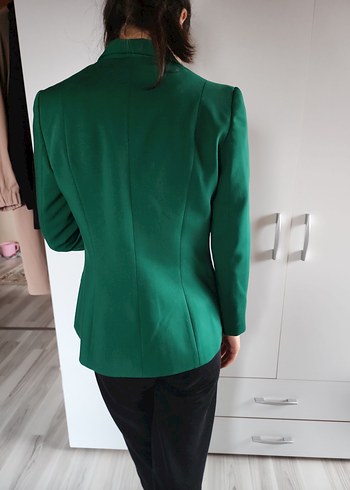 Kadın Yeşil Düğmeli Ofis Ceket - Görsel 2