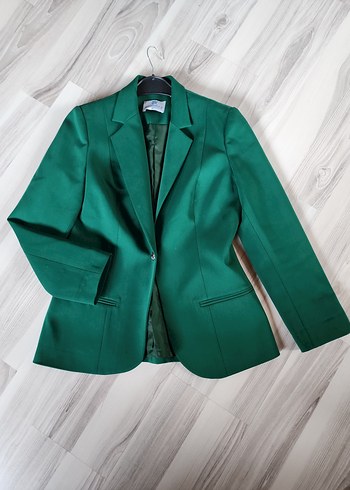 Kadın Yeşil Düğmeli Ofis Ceket - Görsel 6
