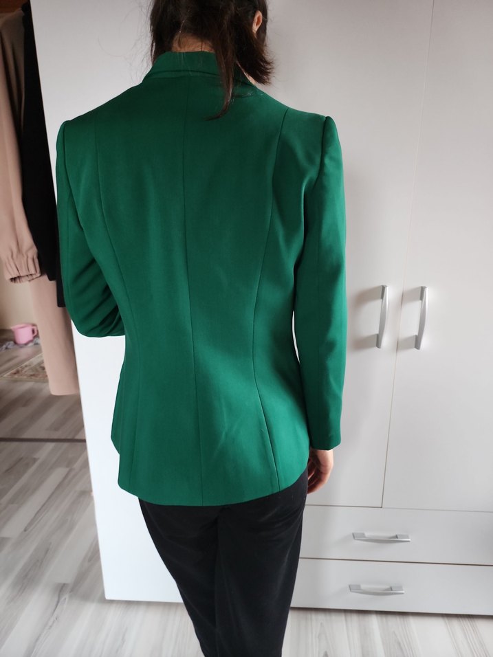 Kadın Yeşil Düğmeli Ofis Ceket - Görsel 2