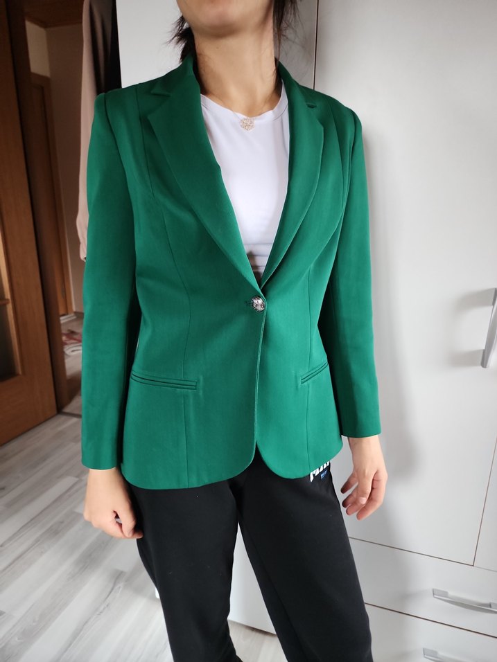 Kadın Yeşil Düğmeli Ofis Ceket - Görsel 4