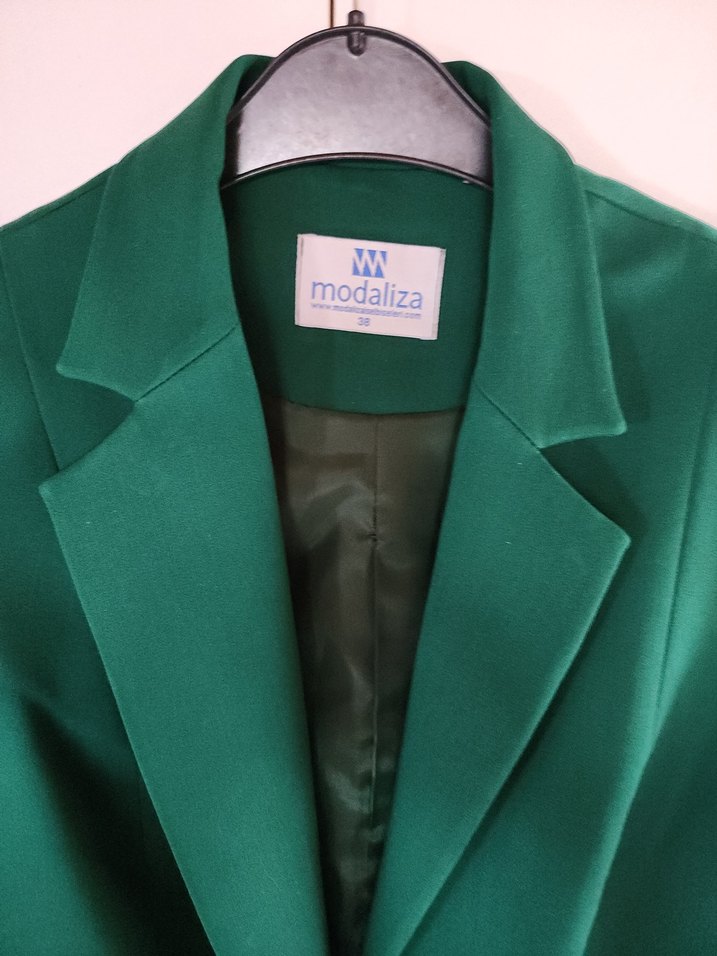 Kadın Yeşil Düğmeli Ofis Ceket - Görsel 5