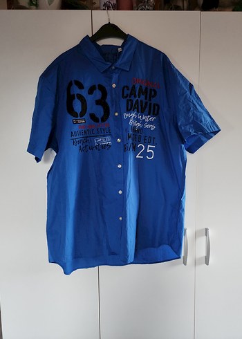 Mavi Camp David Baskılı Kısa Kollu Gömlek - Görsel 6