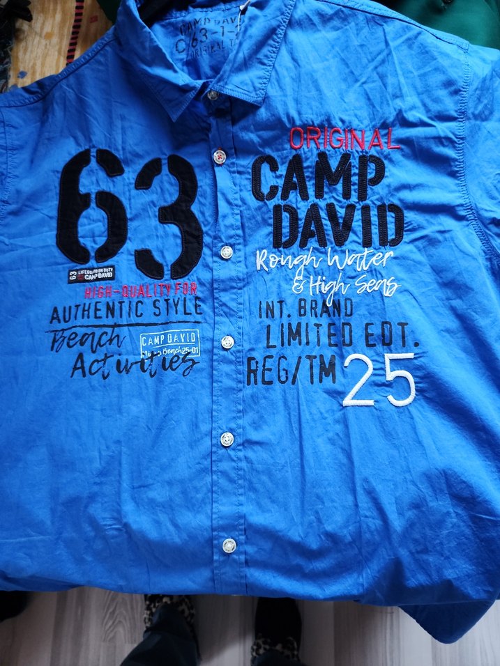 Mavi Camp David Baskılı Kısa Kollu Gömlek - Görsel 5