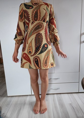 zara sırt dekolteli Kadın Elbise - Görsel 11