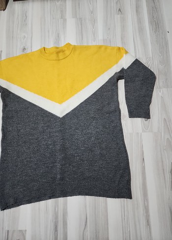 Gri-Sarı Örgü Kadın Kazak - Görsel 3