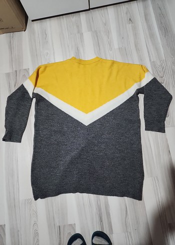 Gri-Sarı Örgü Kadın Kazak - Görsel 2