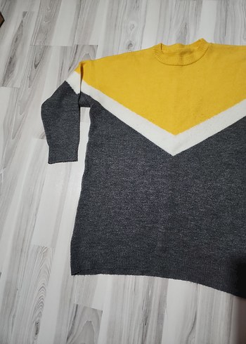 Gri-Sarı Örgü Kadın Kazak - Görsel 4