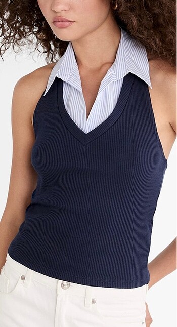 Stradivarius Kontrast Halter Yaka Top