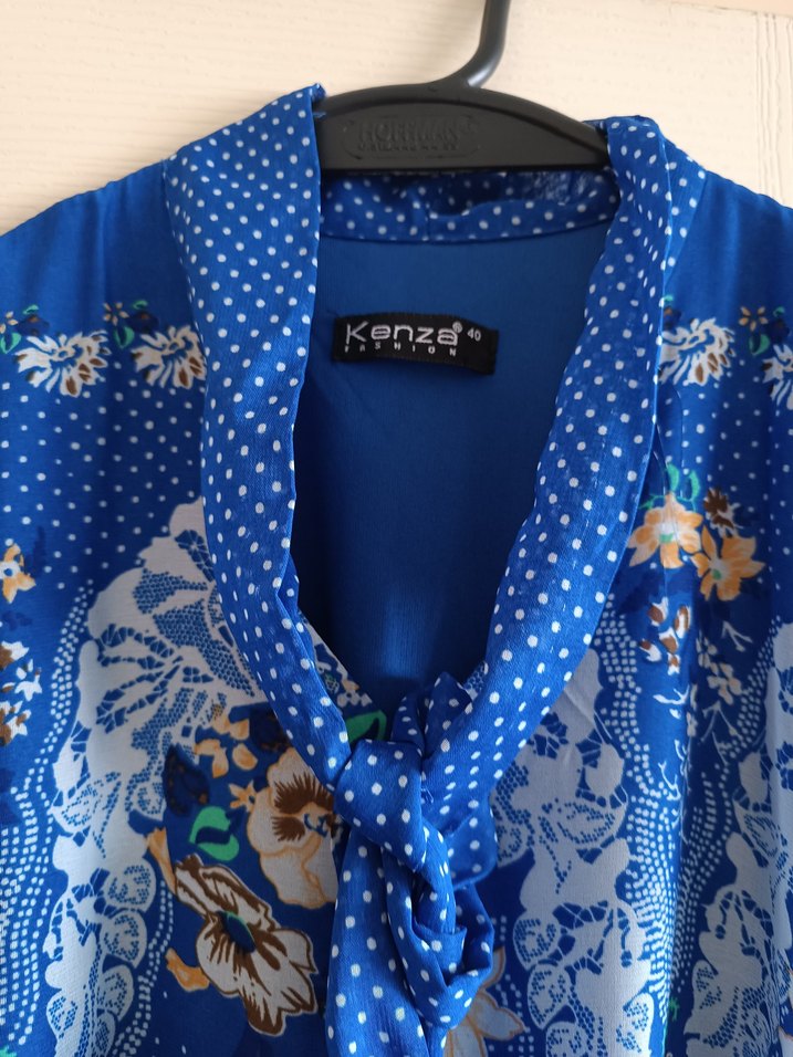 Mavi Piliseli Bohem kısa Abiye Elbise - Görsel 2