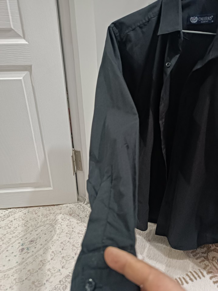 Erkek Siyah Uzun Kollu Düğmeli Gömlek - Görsel 3