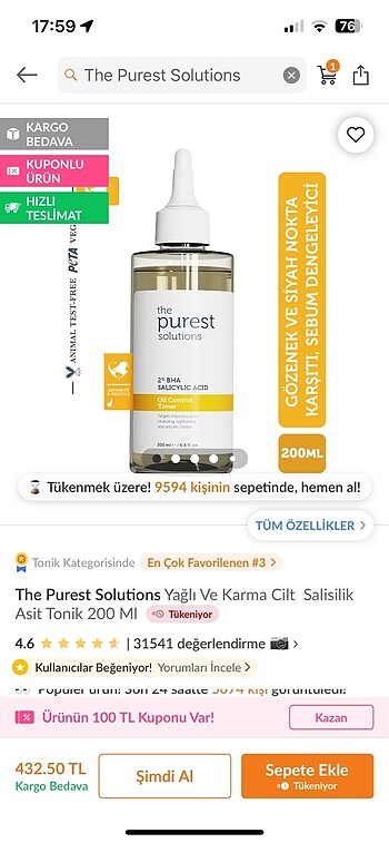 THE PUREST SOLUTİONS TONİK