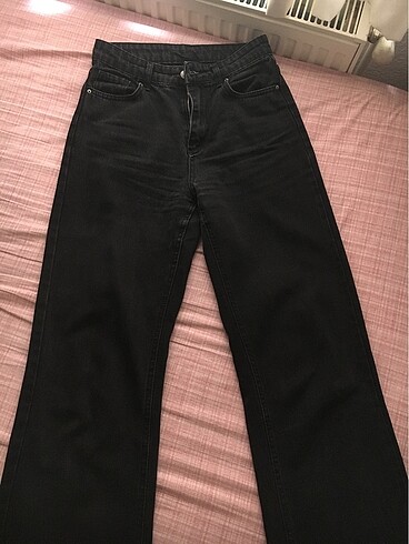 siyah uzun bol straight jean