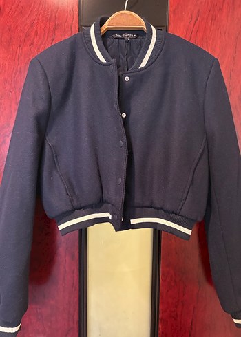 Düğmeli Lacivert Kadın Ceket crop - Görsel 4