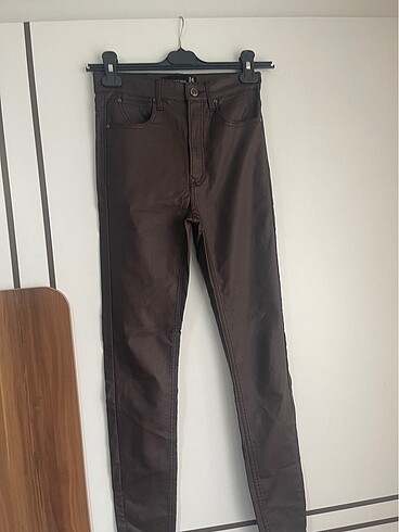 Stradivarius kahverengi deri pantolon