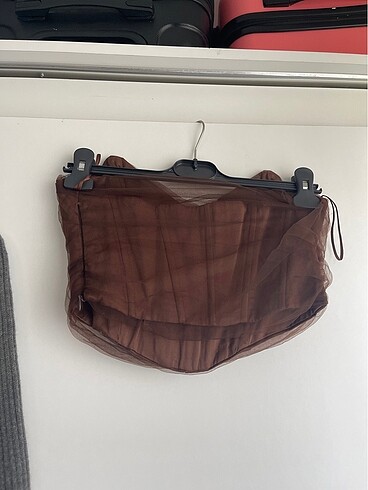 Zara Zara tül kahve crop