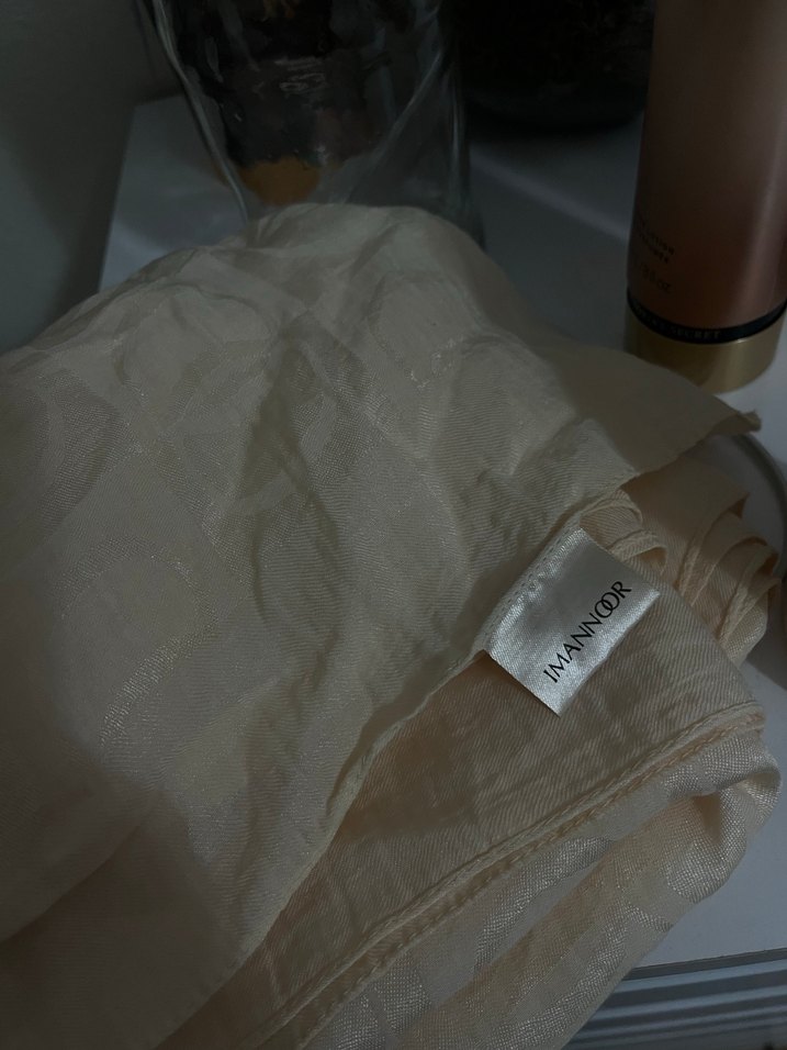 imannoor ekru naia pamuk şal - Görsel 2