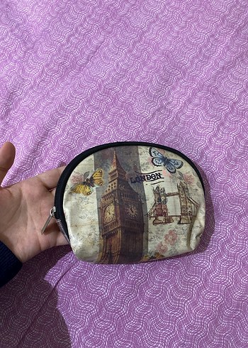 Mor Baskılı Fermuarlı Makyaj Çantası - Görsel 2