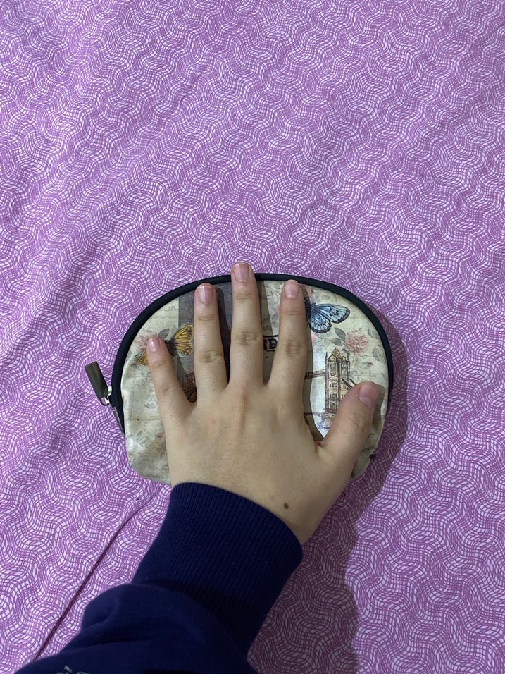 Mor Baskılı Fermuarlı Makyaj Çantası - Görsel 3