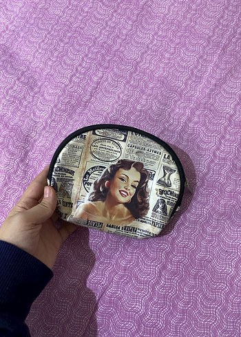 Fermuarlı Vintage Kadın Makyaj Çantası - Görsel 3