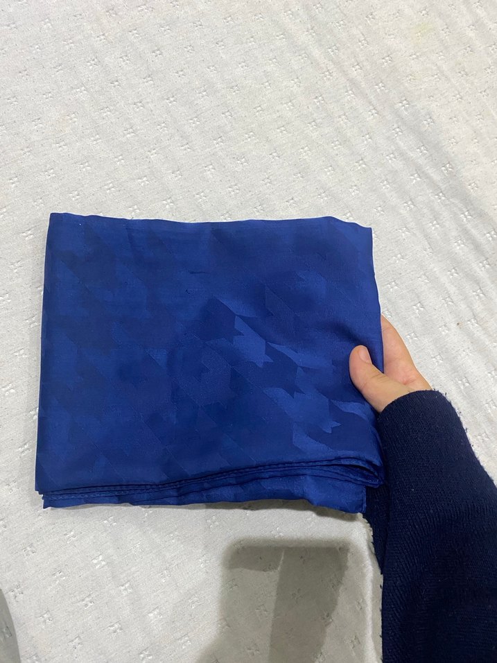 Kadın Mavi jakar şal - Görsel 3