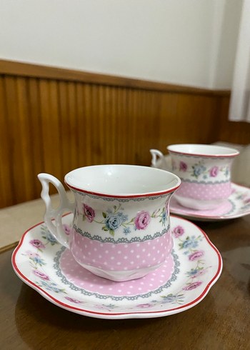 Pastel Pembe Desenli 4'lü Kahve Fincanı Takımı - Görsel 2