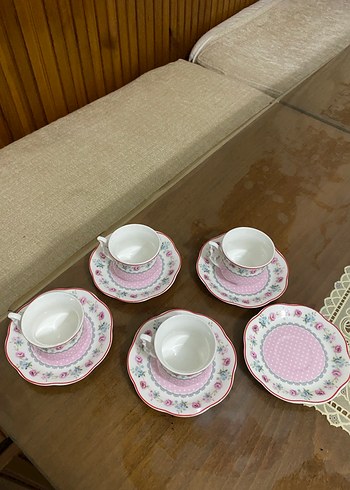 Pastel Pembe Desenli 4'lü Kahve Fincanı Takımı - Görsel 3