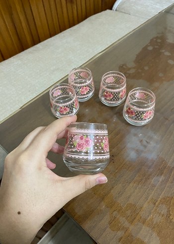 Pembe Gül Desenli Cam Bardak Seti - Görsel 3