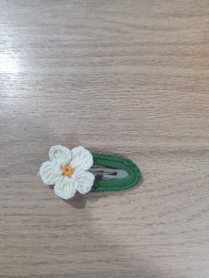 Renkli Örgü Çiçekli Çocuk Toka Seti - Görsel 3