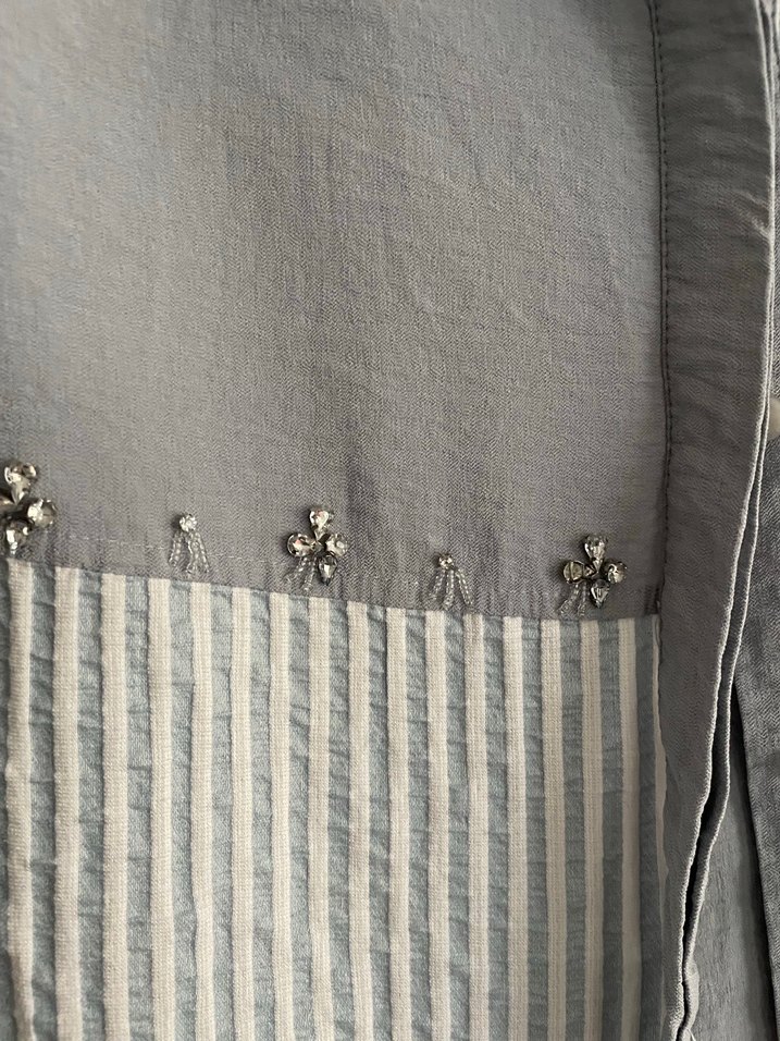 Gri Uzun Düğmeli Nakışlı tunik - Görsel 4