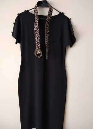 Elbise leopar kemerli