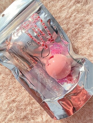 Pembe dudak bakım seti lip balm lip gloss dudak parlatıcısı duda