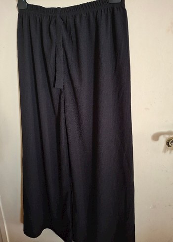 Diğer Siyah Kadın Keten Bol Kesim Pilili Pantolon