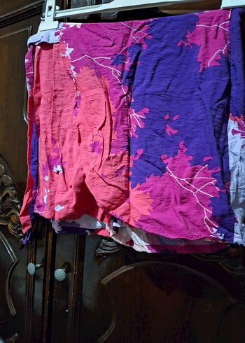 Pembe Batik Desenli Salaş Mini Şort - Görsel 6