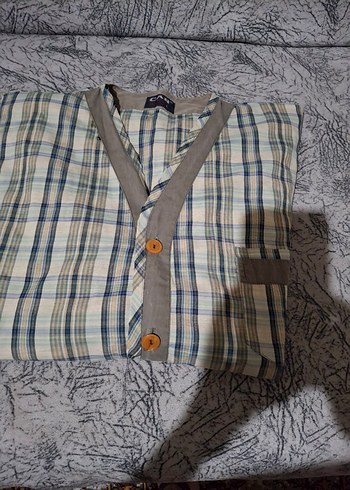 Gri Düğmeli Erkek pijama ustu - Görsel 5