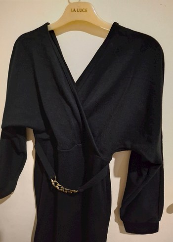 Siyah Uzun Kollu Parisian Stil Elbise - Görsel 2