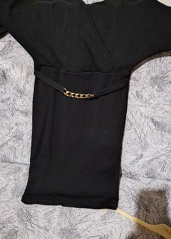 Siyah Uzun Kollu Parisian Stil Elbise - Görsel 4