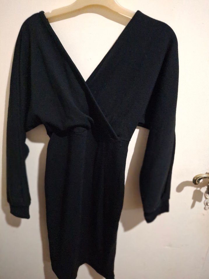 Siyah Uzun Kollu Parisian Stil Elbise - Görsel 5