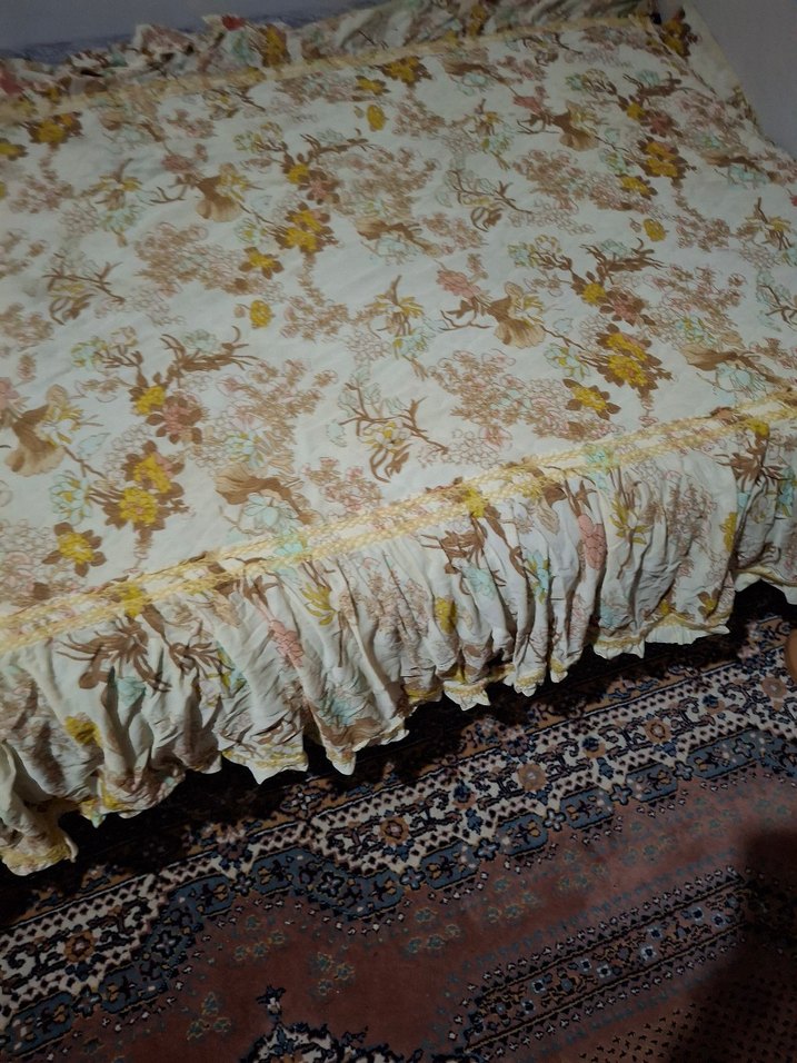 Nakışlı Bej Pastel Yatak Örtüsü - Görsel 2