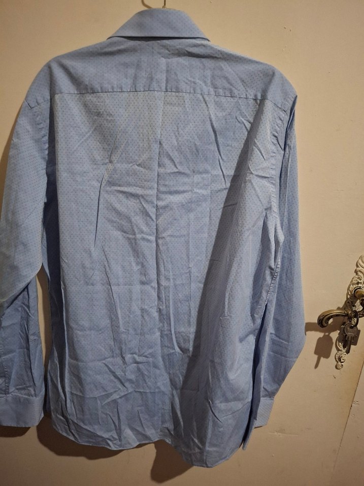 Laluce Mavi Keten Erkek Gömlek - Görsel 5