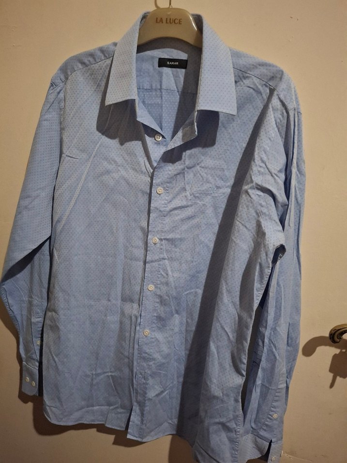 Laluce Mavi Keten Erkek Gömlek - Görsel 2