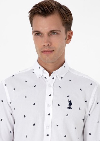 Beyaz Pamuklu Uzun Kollu Erkek Gömlek - Görsel 2