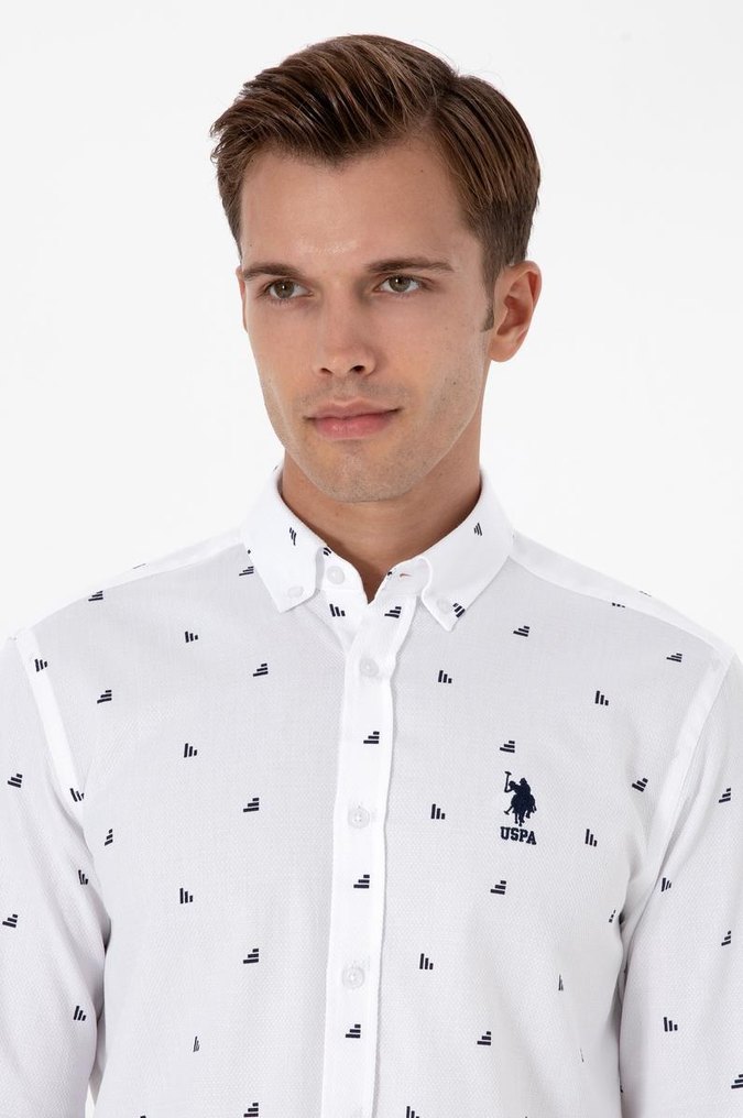 Beyaz Pamuklu Uzun Kollu Erkek Gömlek - Görsel 2