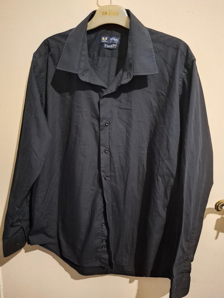 Düğmeli Siyah Erkek Keten Gömlek - Görsel 2