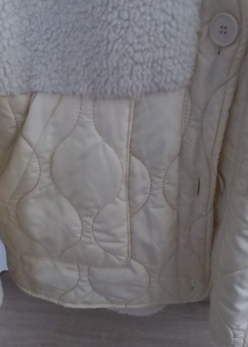 Beyaz Peluş Midi Ceket - Görsel 3