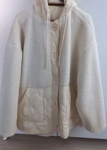 Beyaz Peluş Midi Ceket - Görsel 2