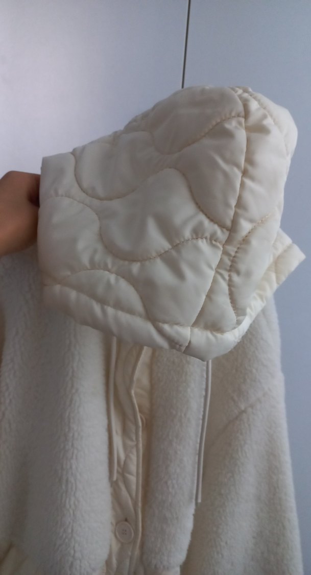 Beyaz Peluş Midi Ceket - Görsel 5