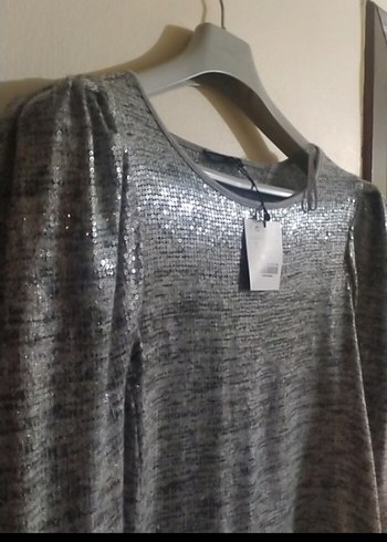 Uzun Kollu Gri Triko Elbise - Görsel 6