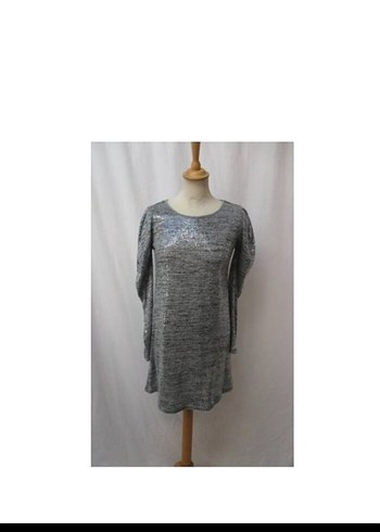 Uzun Kollu Gri Triko Elbise - Görsel 10