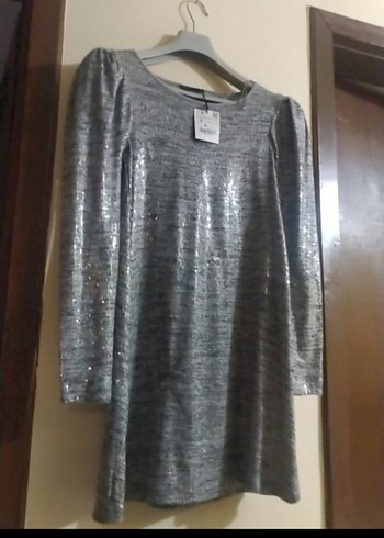 Uzun Kollu Gri Triko Elbise - Görsel 5